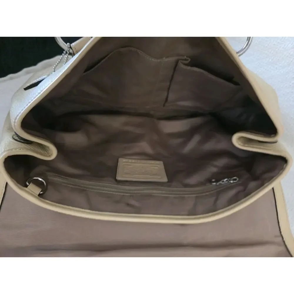 Vintage Coach Leather Handbag Satchel Purse Soho Flap Bag Beige Tan F10913 COA